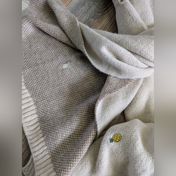 SOONER STATE FRONTIER STRIP Beige Tan Pineapple Fruit Embroidered Scarf - Picture 6 of 7